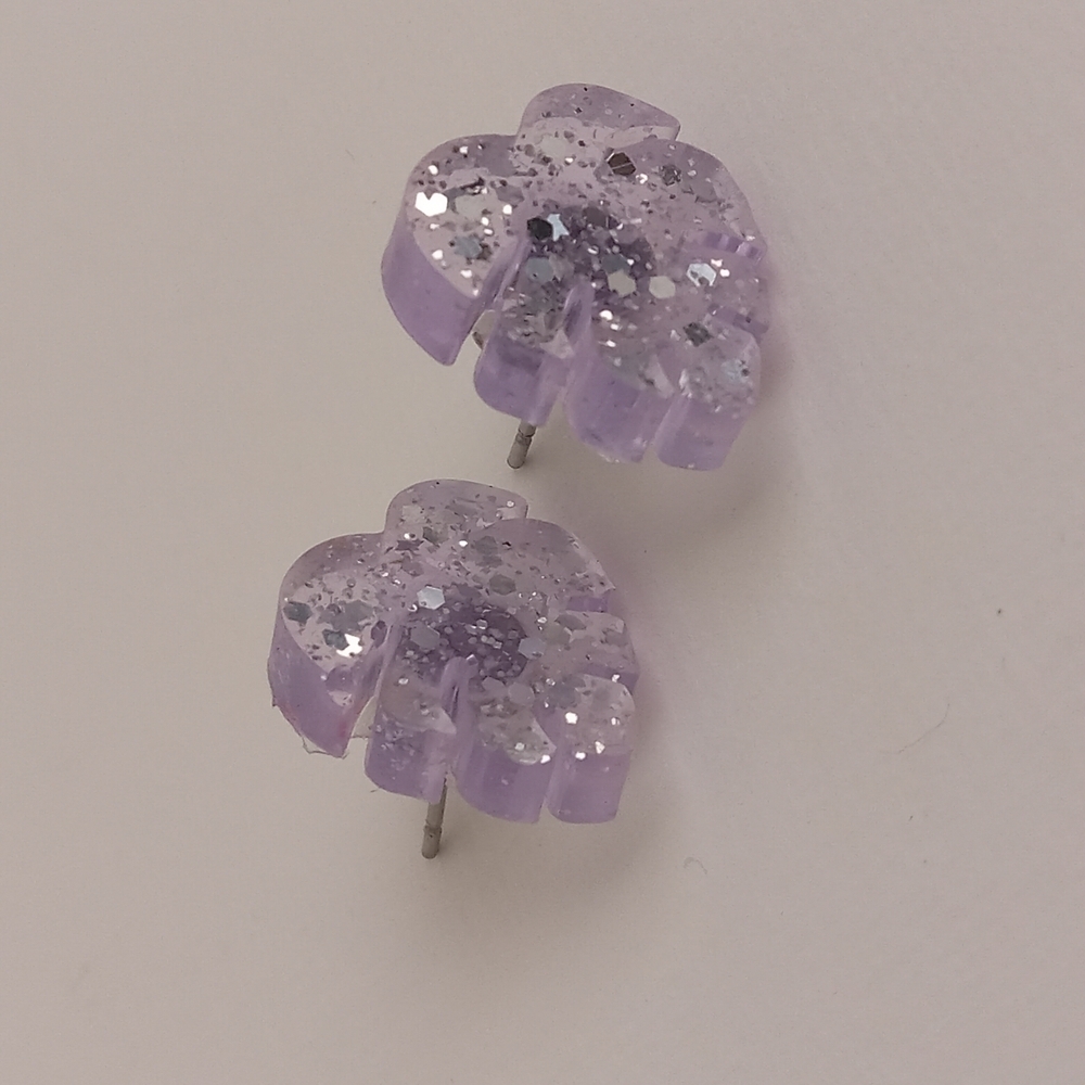 5/$25 Handcrafted Lavender Glitter Earrings - Picture 2 of 4